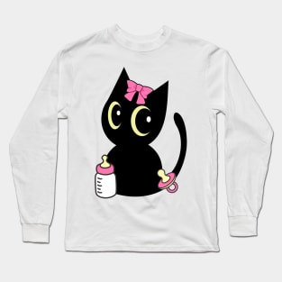 Cute black cat is a baby - girl Long Sleeve T-Shirt